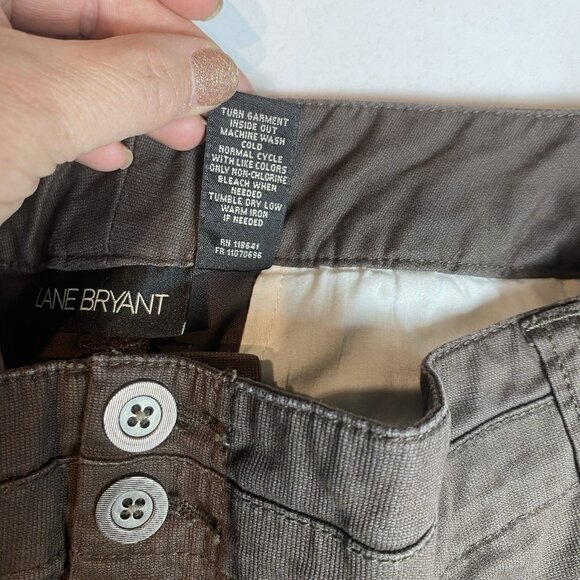 Lane Bryant Womens Crop Pants Brown Top Stitching Zip Hem Pockets Boho Sz 20 - Picture 6 of 10